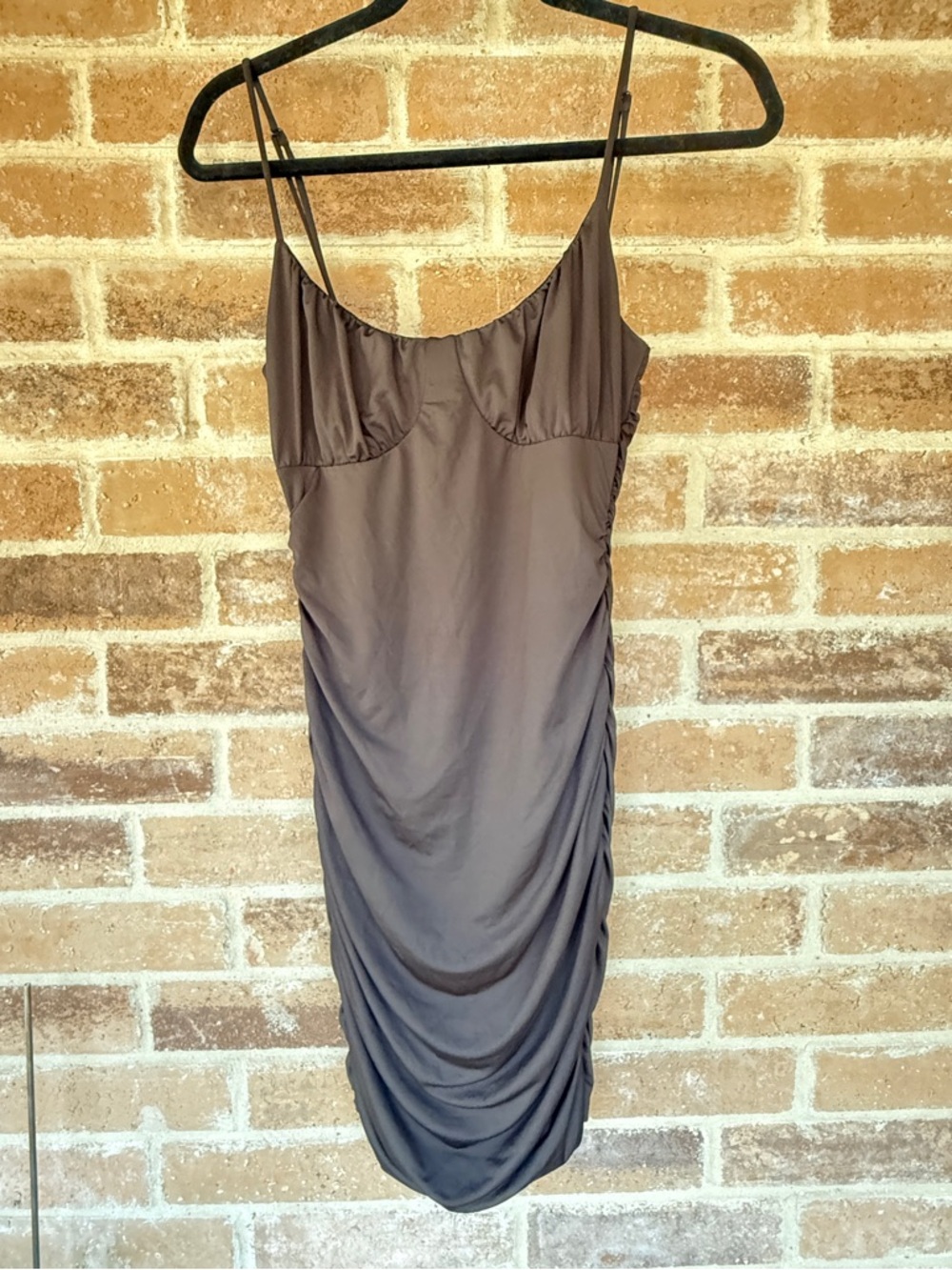 Sleek Ruched Mini Dress in Black